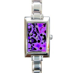 Purple Abstract Decor Rectangle Italian Charm Watch by Valentinaart