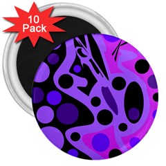 Purple Abstract Decor 3  Magnets (10 Pack)  by Valentinaart