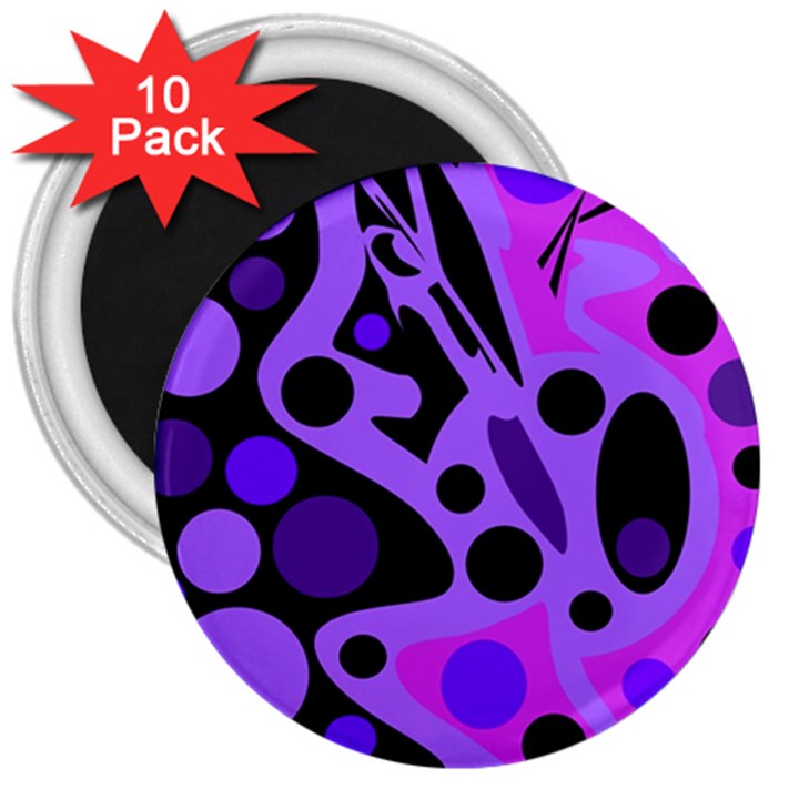 Purple abstract decor 3  Magnets (10 pack) 