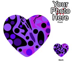 Purple Abstract Decor Multi-purpose Cards (heart) 