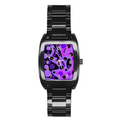 Purple Abstract Decor Stainless Steel Barrel Watch