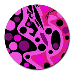 Pink Abstract Decor Round Mousepads by Valentinaart