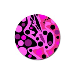 Pink Abstract Decor Magnet 3  (round) by Valentinaart