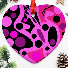 Pink Abstract Decor Heart Ornament (2 Sides) by Valentinaart