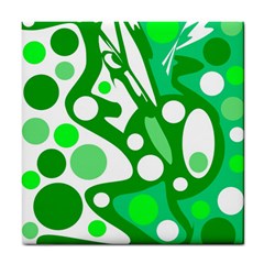 White And Green Decor Tile Coasters by Valentinaart