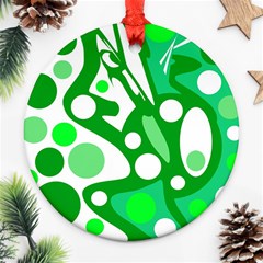 White And Green Decor Ornament (round)  by Valentinaart