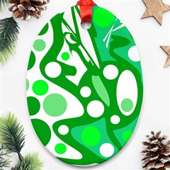 White And Green Decor Ornament (oval)  by Valentinaart