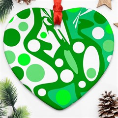 White And Green Decor Ornament (heart)  by Valentinaart