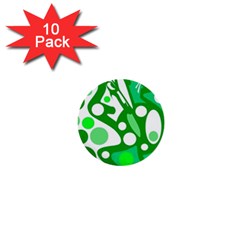 White And Green Decor 1  Mini Buttons (10 Pack)  by Valentinaart