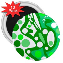 White And Green Decor 3  Magnets (10 Pack)  by Valentinaart