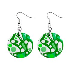 White And Green Decor Mini Button Earrings by Valentinaart