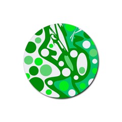 White And Green Decor Rubber Coaster (round)  by Valentinaart