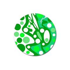 White And Green Decor Magnet 3  (round) by Valentinaart