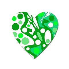 White And Green Decor Heart Magnet by Valentinaart