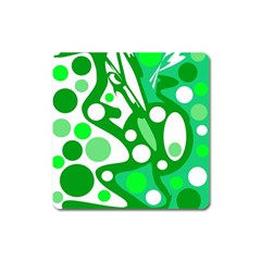 White And Green Decor Square Magnet by Valentinaart