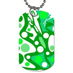 White And Green Decor Dog Tag (one Side) by Valentinaart