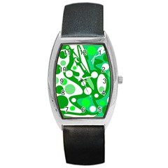 White And Green Decor Barrel Style Metal Watch by Valentinaart