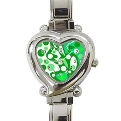 White And Green Decor Heart Italian Charm Watch by Valentinaart