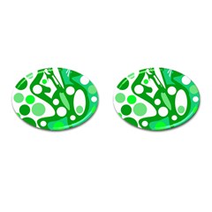 White And Green Decor Cufflinks (oval) by Valentinaart