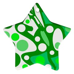 White And Green Decor Star Ornament (two Sides)  by Valentinaart