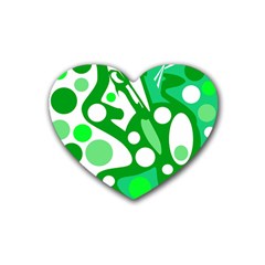 White And Green Decor Rubber Coaster (heart)  by Valentinaart