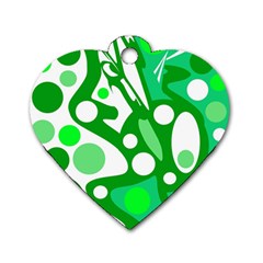 White And Green Decor Dog Tag Heart (one Side) by Valentinaart