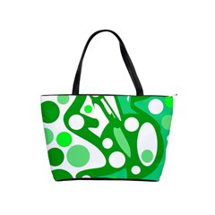 White And Green Decor Shoulder Handbags by Valentinaart