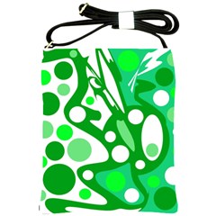 White And Green Decor Shoulder Sling Bags by Valentinaart