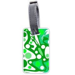 White And Green Decor Luggage Tags (one Side)  by Valentinaart