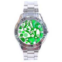 White And Green Decor Stainless Steel Analogue Watch by Valentinaart