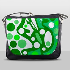 White And Green Decor Messenger Bags by Valentinaart