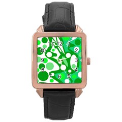 White And Green Decor Rose Gold Leather Watch  by Valentinaart