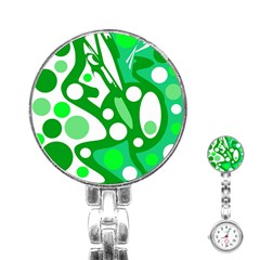 White And Green Decor Stainless Steel Nurses Watch by Valentinaart