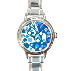 Blue And White Decor Round Italian Charm Watch by Valentinaart