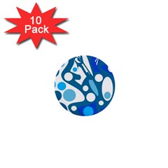 Blue And White Decor 1  Mini Buttons (10 Pack)  by Valentinaart