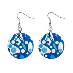 Blue And White Decor Mini Button Earrings by Valentinaart