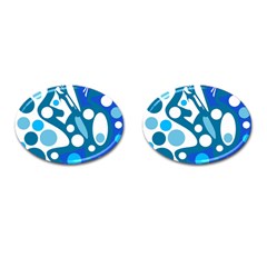 Blue And White Decor Cufflinks (oval) by Valentinaart