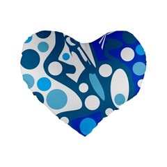 Blue And White Decor Standard 16  Premium Heart Shape Cushions by Valentinaart