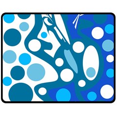 Blue And White Decor Double Sided Fleece Blanket (medium)  by Valentinaart