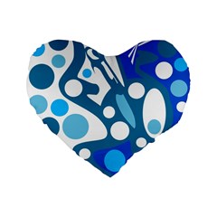 Blue And White Decor Standard 16  Premium Flano Heart Shape Cushions by Valentinaart