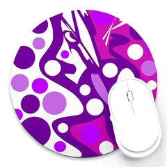 Purple And White Decor Round Mousepads by Valentinaart