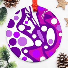 Purple And White Decor Ornament (round)  by Valentinaart