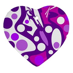 Purple And White Decor Heart Ornament (2 Sides) by Valentinaart