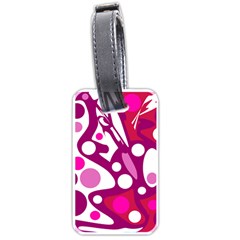 Magenta And White Decor Luggage Tags (one Side)  by Valentinaart