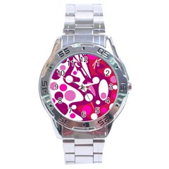 Magenta And White Decor Stainless Steel Analogue Watch by Valentinaart