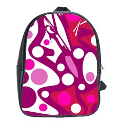 Magenta And White Decor School Bags (xl)  by Valentinaart