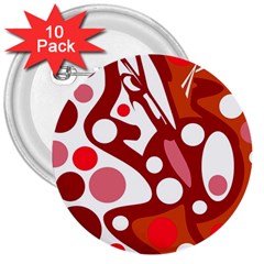 Red And White Decor 3  Buttons (10 Pack)  by Valentinaart