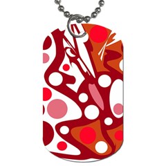 Red And White Decor Dog Tag (one Side) by Valentinaart