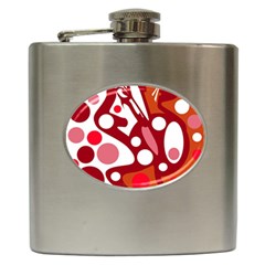 Red And White Decor Hip Flask (6 Oz) by Valentinaart