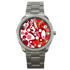 Red And White Decor Sport Metal Watch by Valentinaart